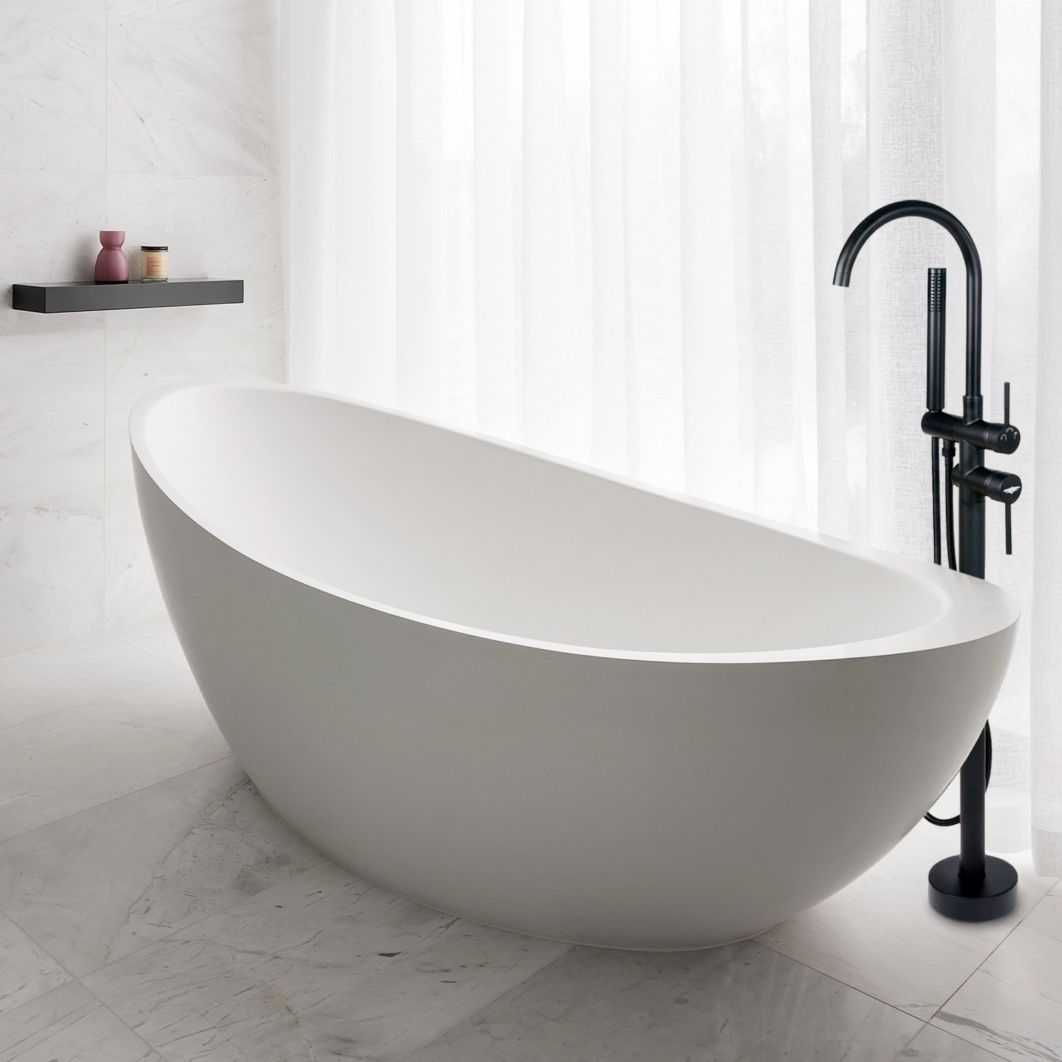 Llave De Piso Tina Grifo Bañera Minimalista Baño Negro