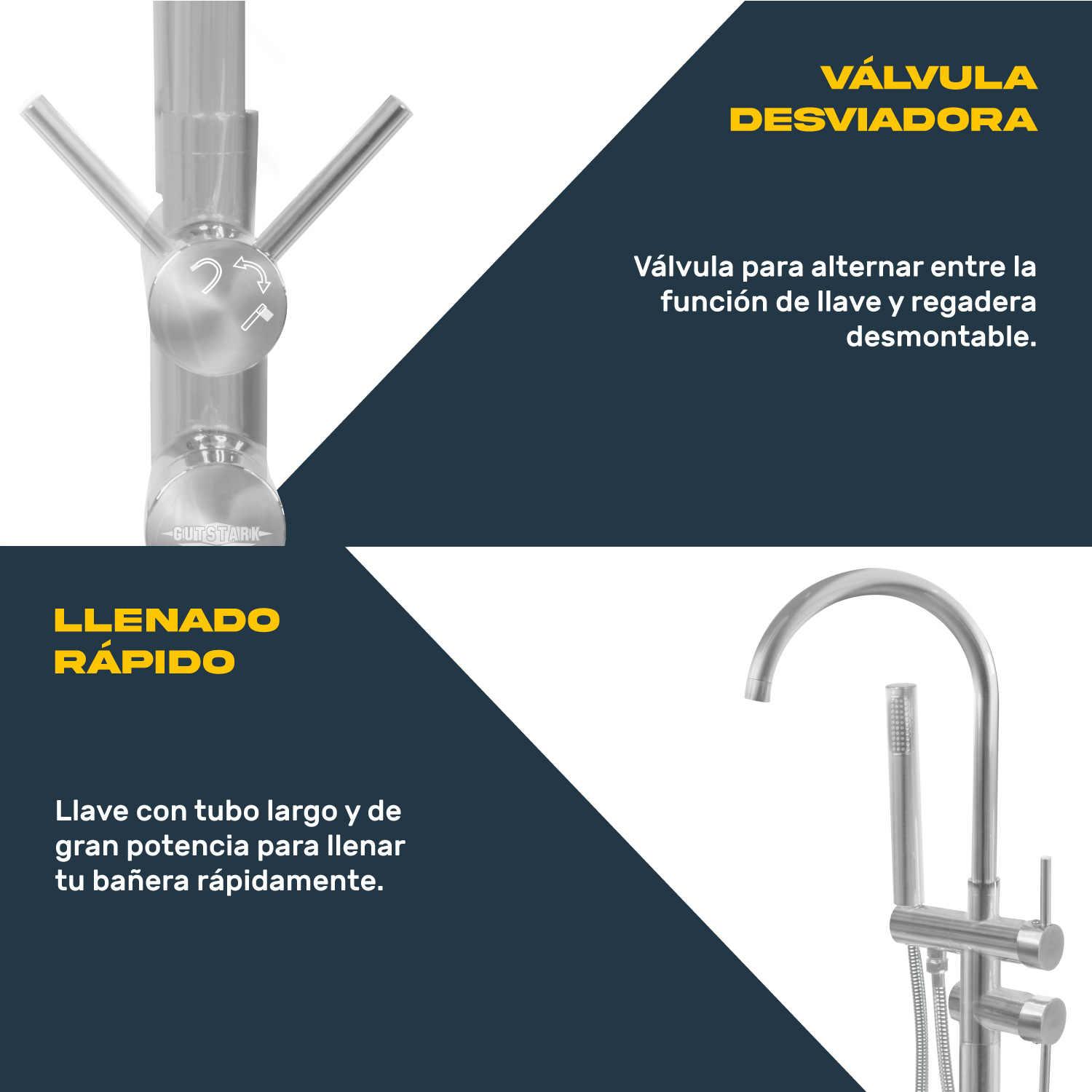 Llave Mezcladora De Piso Bañera Tina Baño Grifo Minimalista Plata