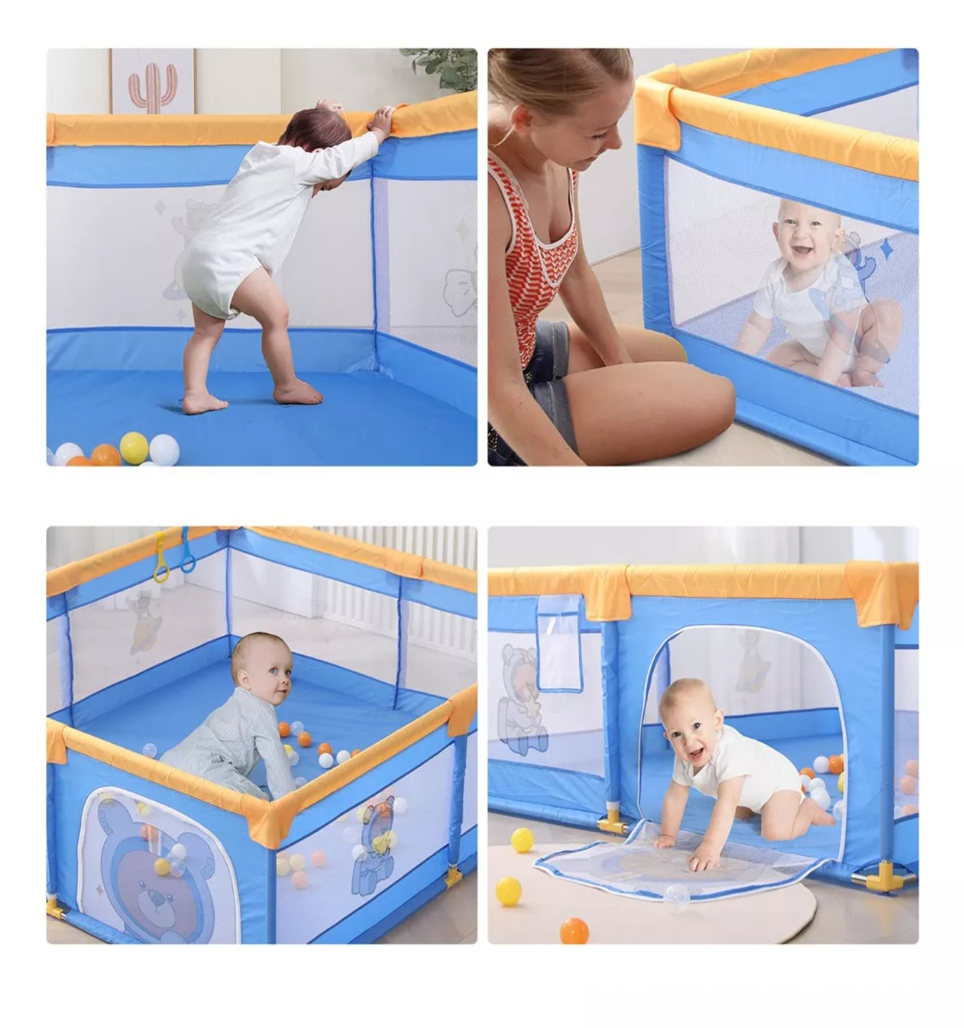 Corral Para Bebes Corralito De Juegos Plegable Con 60 Pelotas.