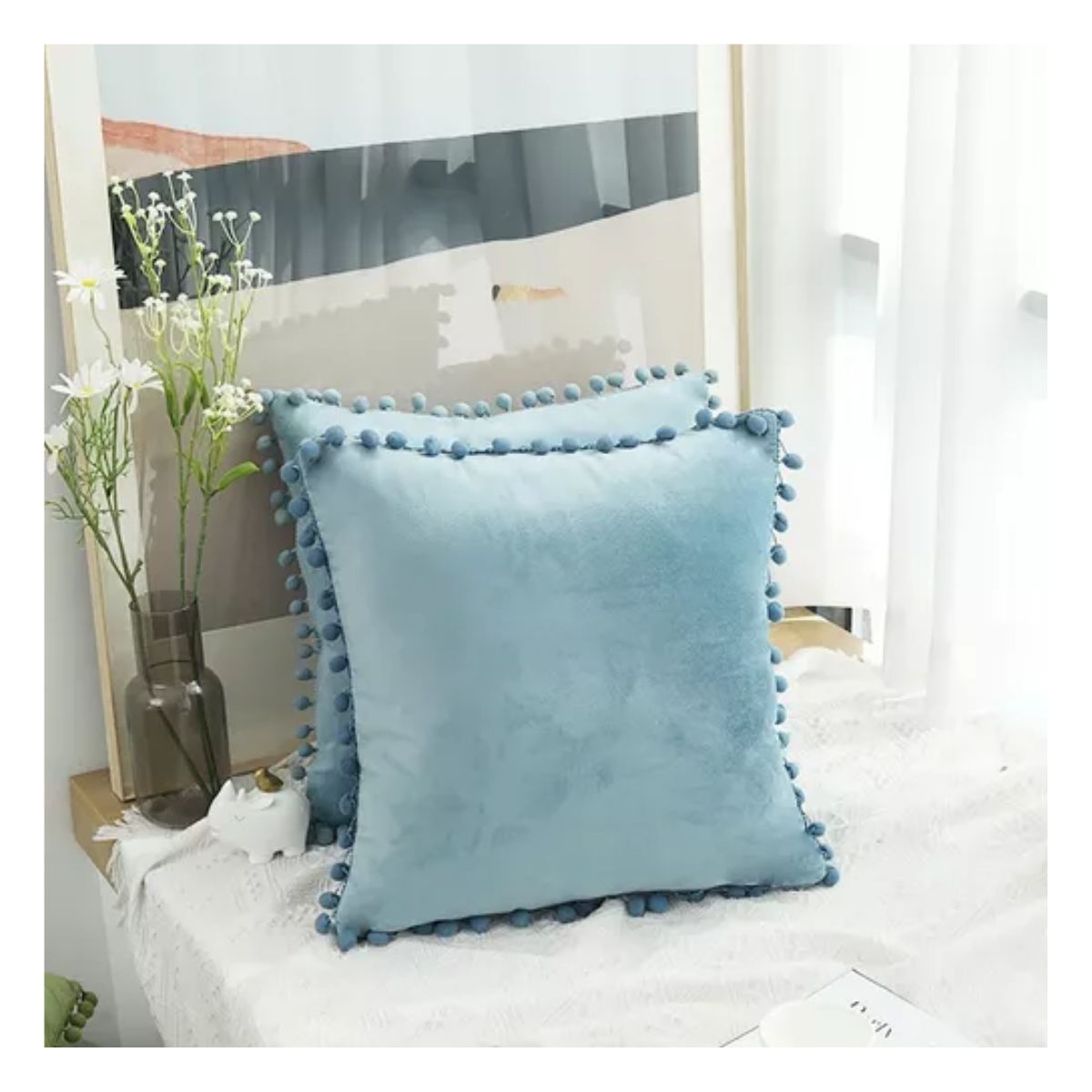 Fundas Para Cojines Decorativos De Terciopelo 45 x 45 cm 2 Pzs, Azul