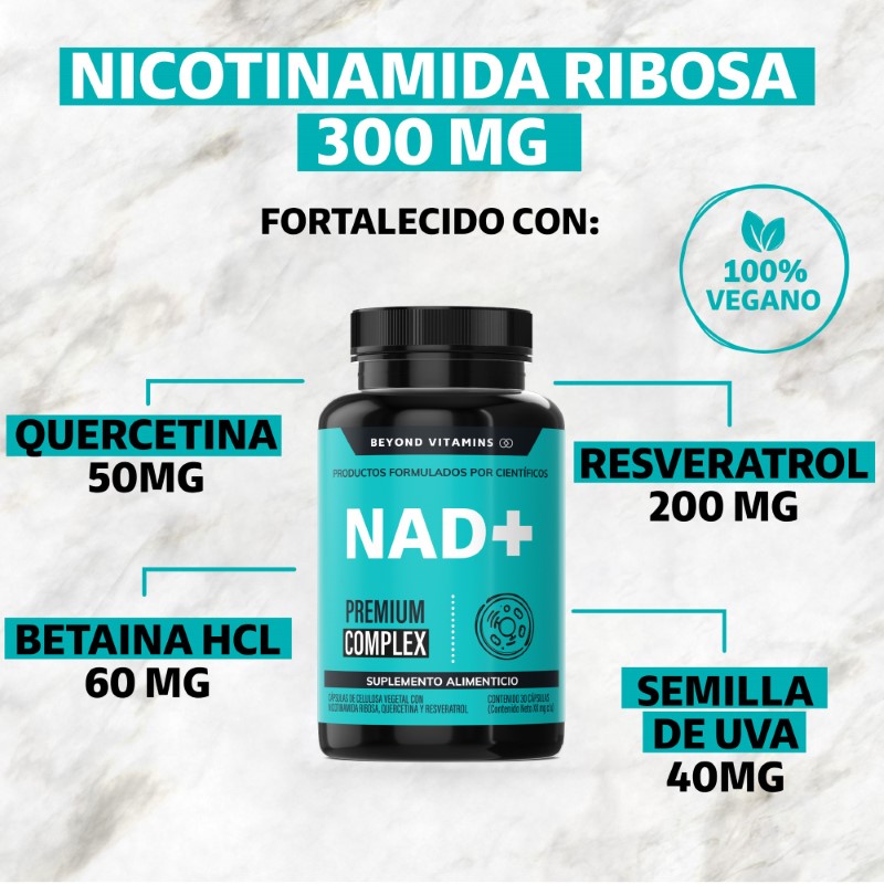 Suplemento Alimenticio Beyond Vitamins Nicotinamida Ribosa 30 cápsulas