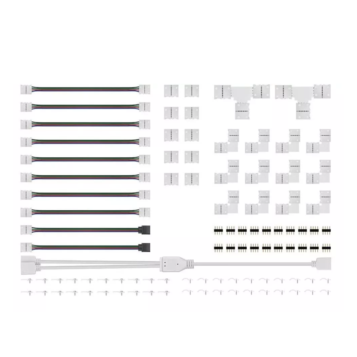 Set 95 Pzs Conector Broche Para Unir Tira Led Rgb 4 Pines 10mm