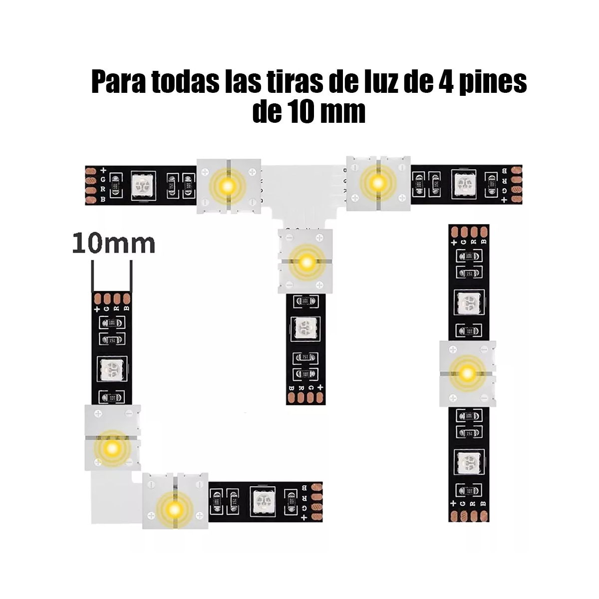 Set 95 Pzs Conector Broche Para Unir Tira Led Rgb 4 Pines 10mm