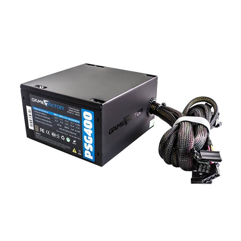 Fuente de Poder Game Factor PSG400 80 PLUS Bronze, 20+4 pin ATX, 120mm, 400W, Negro
