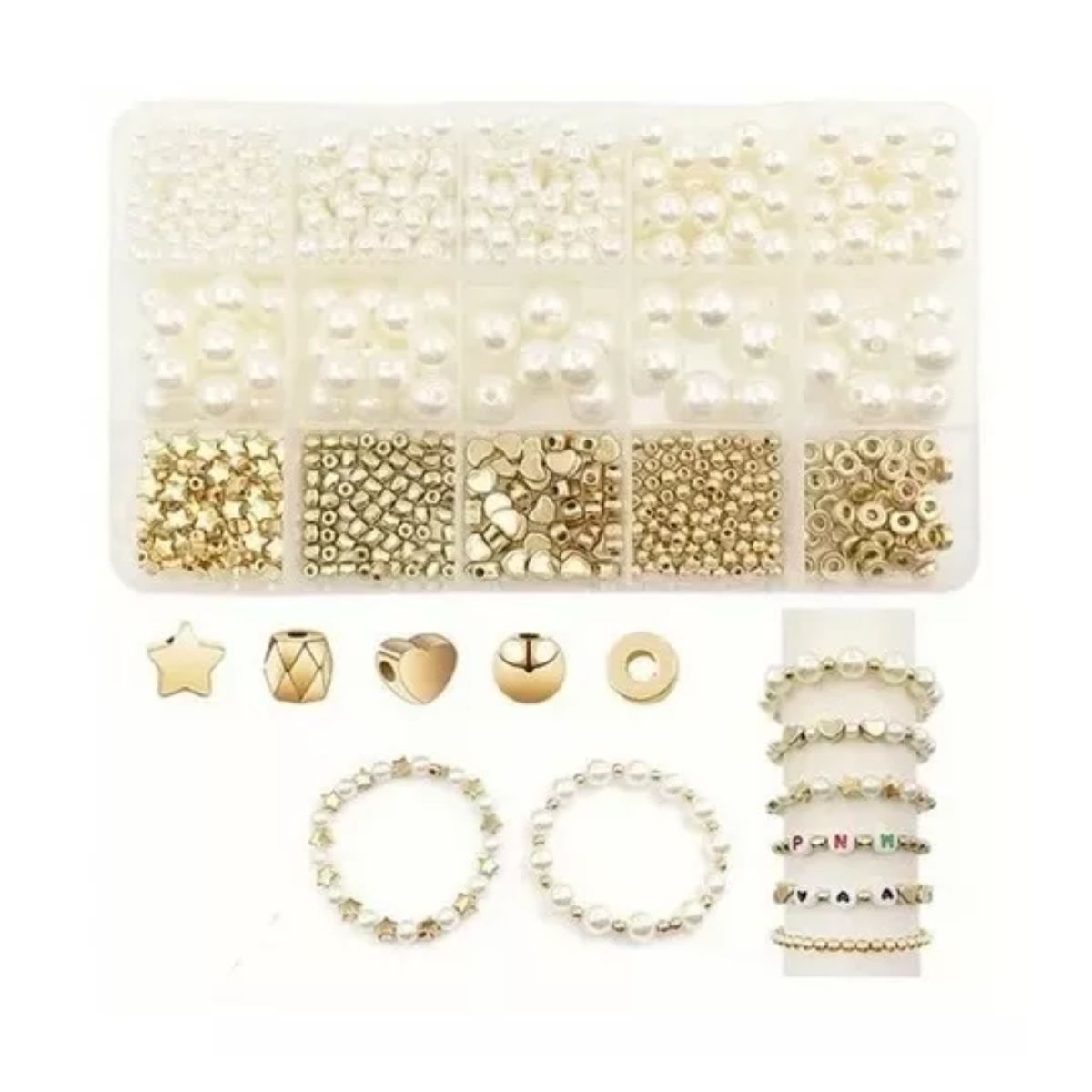 720pcs Cuentas De Perlas Para Pulseras, Joyas, Collares aperlados/dorados