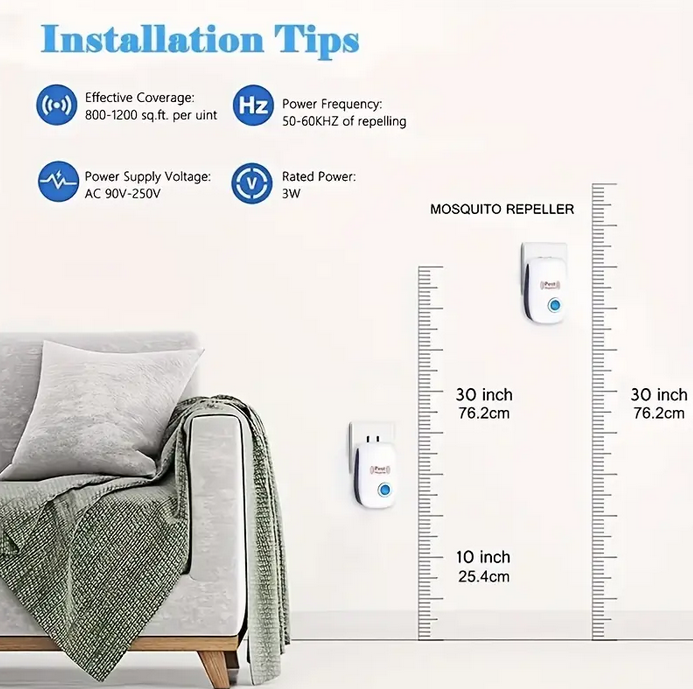 Repelente ultrasónico de mosquitos, cucarachas, ratones, etc