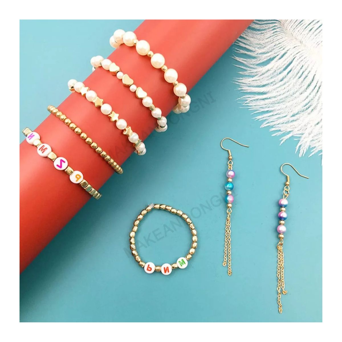 720pcs Cuentas De Perlas Para Pulseras, Joyas, Collares aperlados/dorados