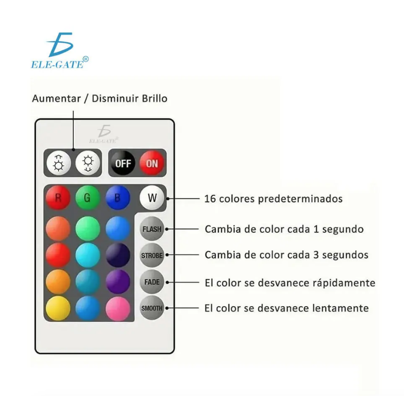 Foco LED colores RGB con control remoto 5w 