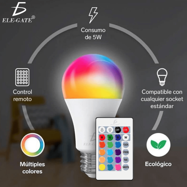 Foco LED colores RGB con control remoto 5w 