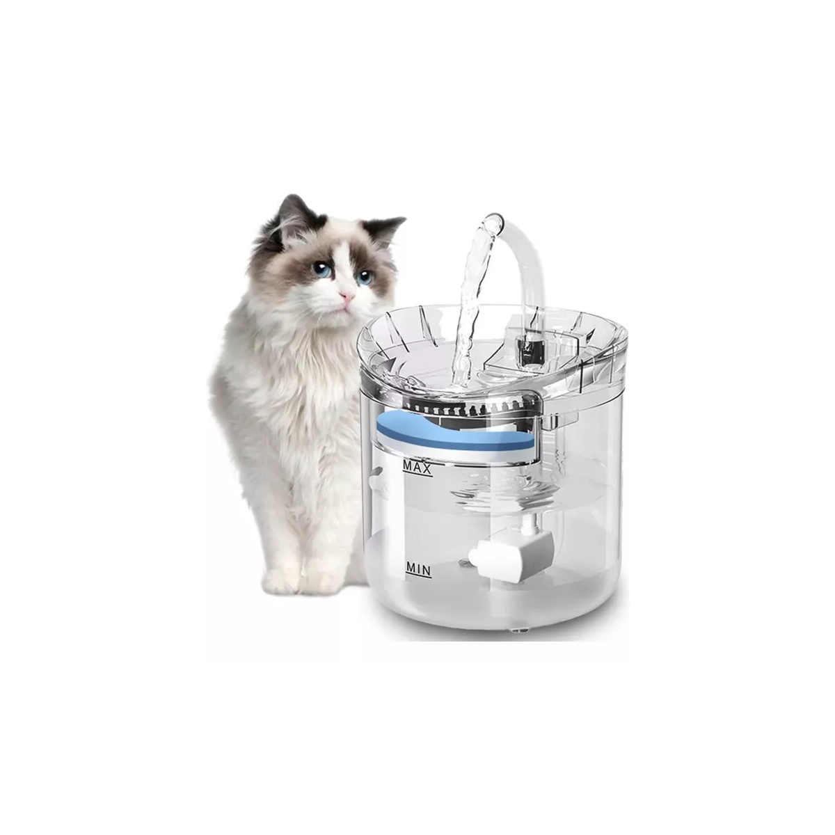 Fuente de agua para gatos HAPUP, dispensador de agua para perros, de 1.8  litros, fuente automática de agua potable transparente para mascotas,  mejorada con dos filtros de repuesto, una bomba silenciosa de