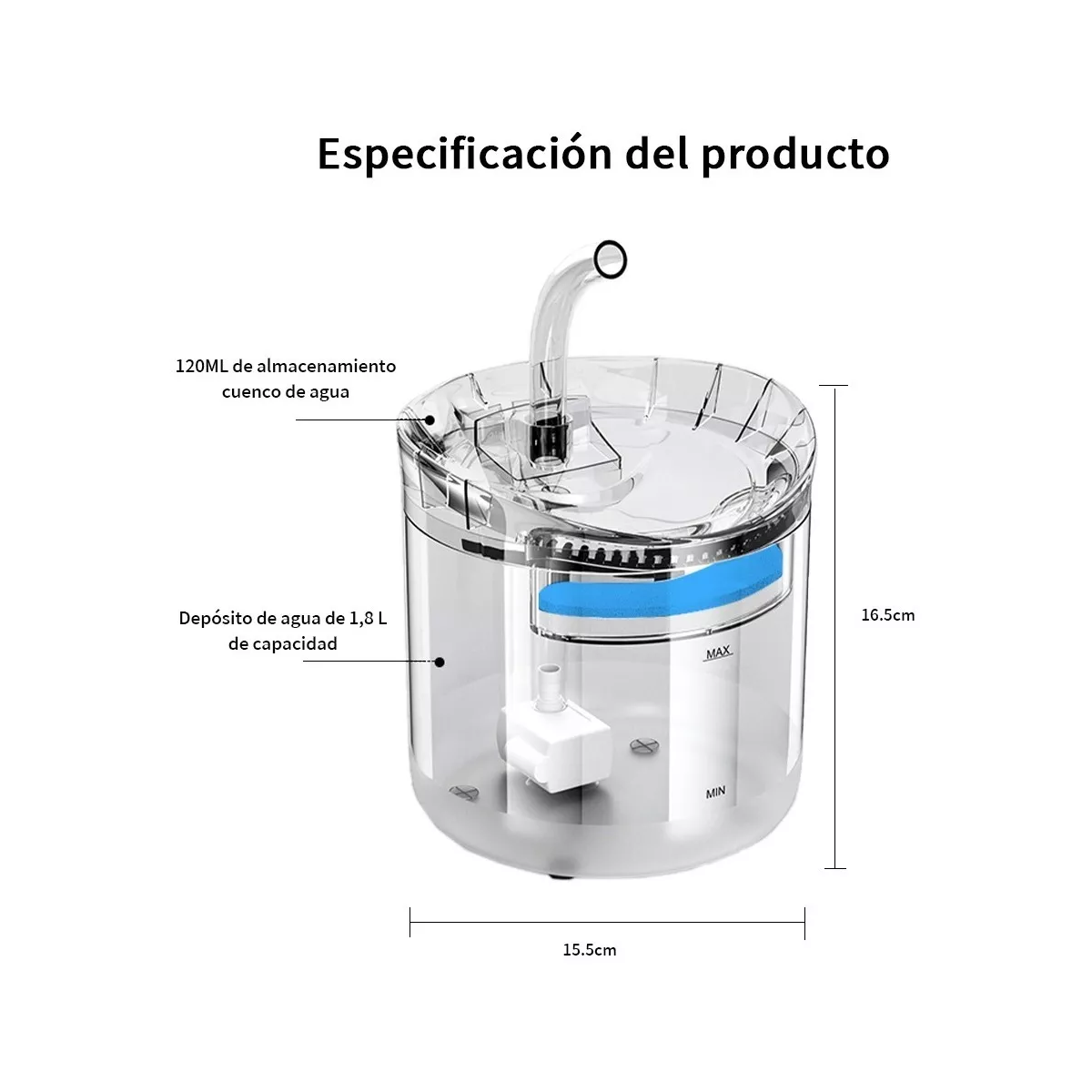 1.8l Fuente Automático Dispensador De Agua Para Perro Y Gato