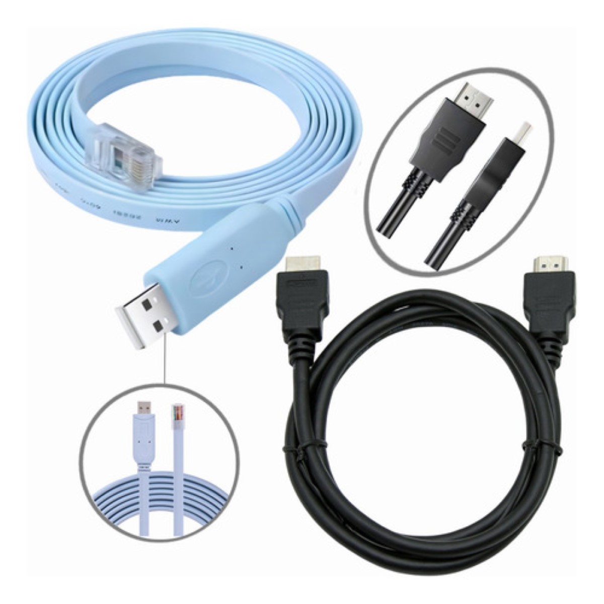 Cable Rj45 Macho A Usb Hembra Consola Cisco Ethernet Cat E5 Azul Claro y Negro