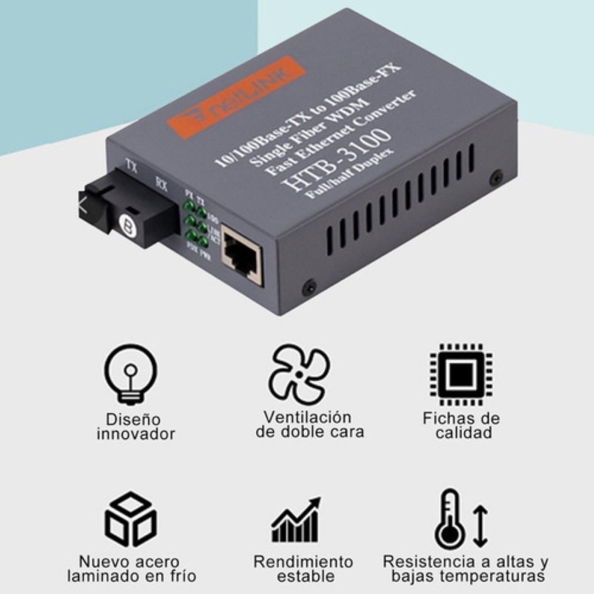 Transceptor De Fibra Óptica Htb-3100-25kmab Gris 