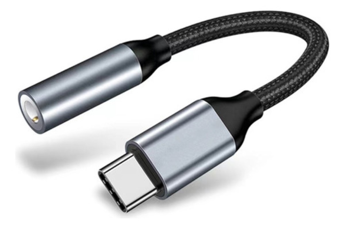 Adaptador Usb 3.1 Tipo-c A Auxiliar 3.5 Audifono Micrófono Gris