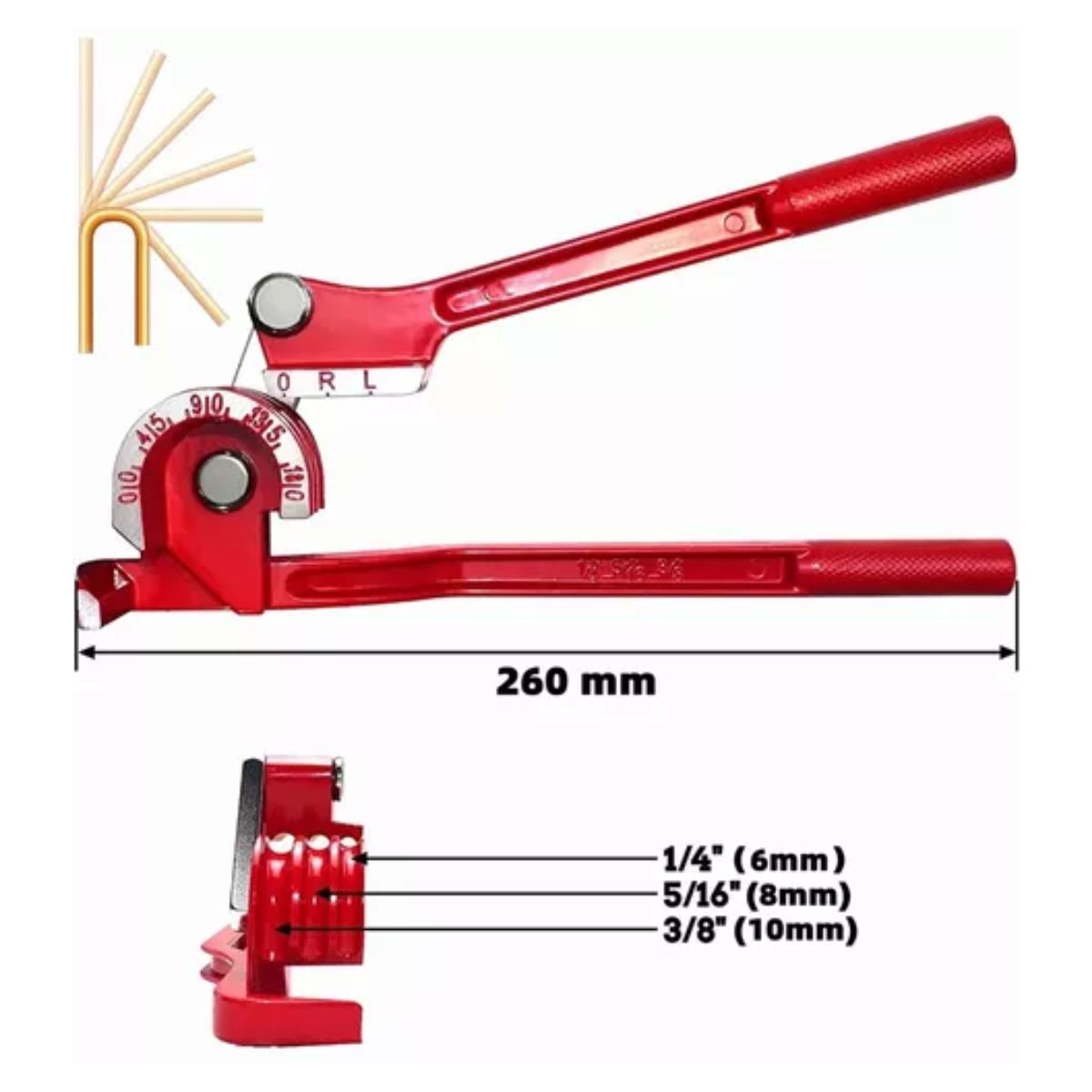 Dobladora De Tubos Cobre Aluminio 6/8/10mm+3 Destornillador rojo