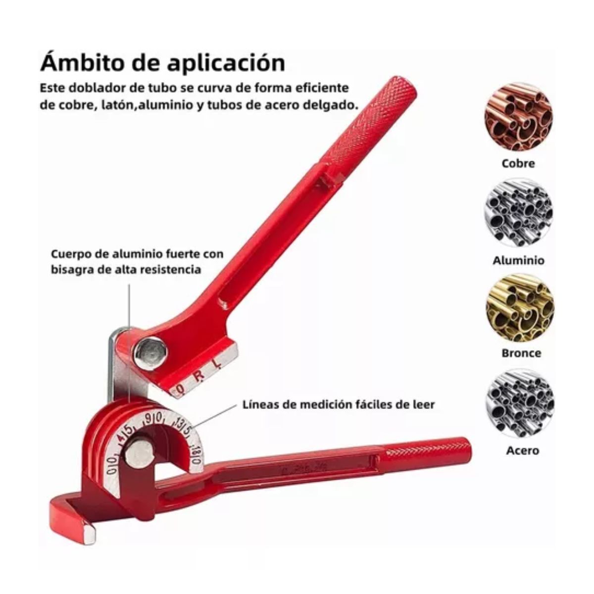 Dobladora De Tubos Cobre Aluminio 6/8/10mm+3 Destornillador rojo