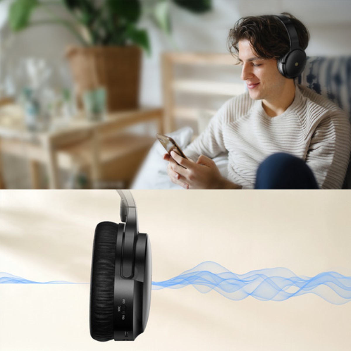 Audifonos Cancelacion Ruido Diadema Inalámbrico Bluetooth negro