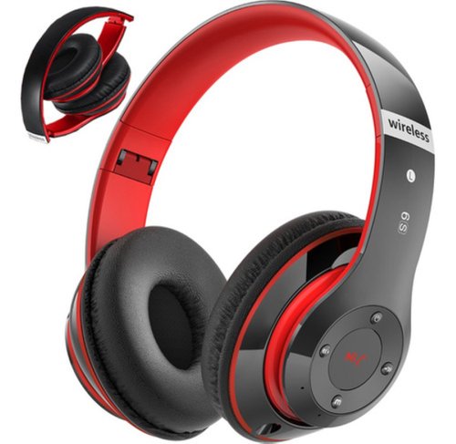 Audifonos Bluetooth Diadema Inalámbrico Y Con Cable Com Mic Negro/Rojo