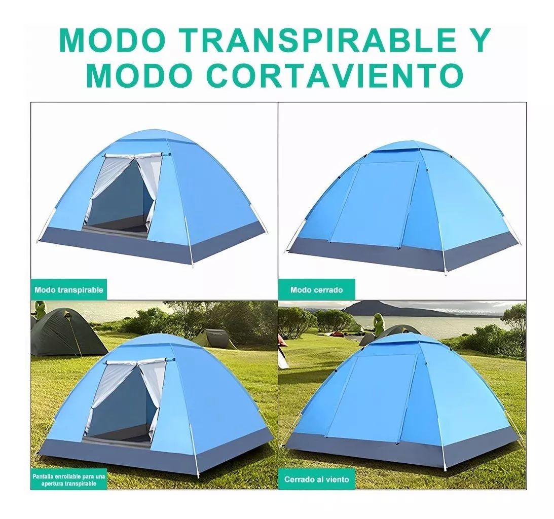 Tiendas Casa Campaña 3 Personas/gran Espacio /fácil Instalar color AZUL
