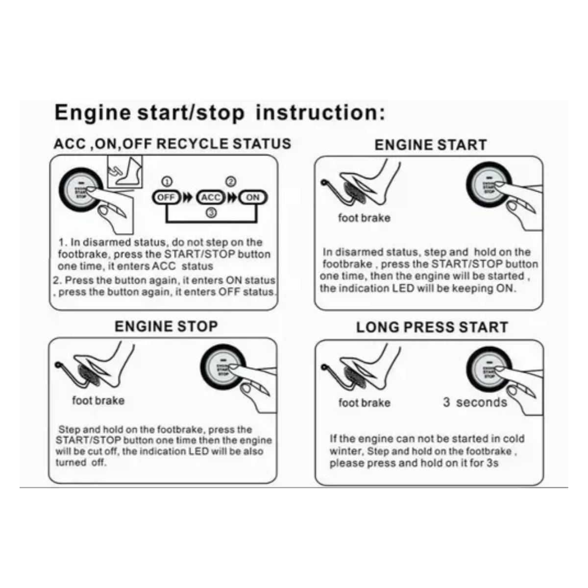 Botón De Encendido Automático Inicio Antirrobo Arranque Sin