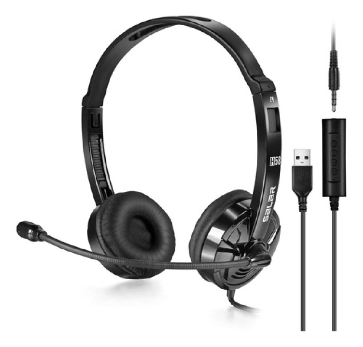 Audífonos Alámbricos Gamer Diadema Call Center Con Micrófono Negro