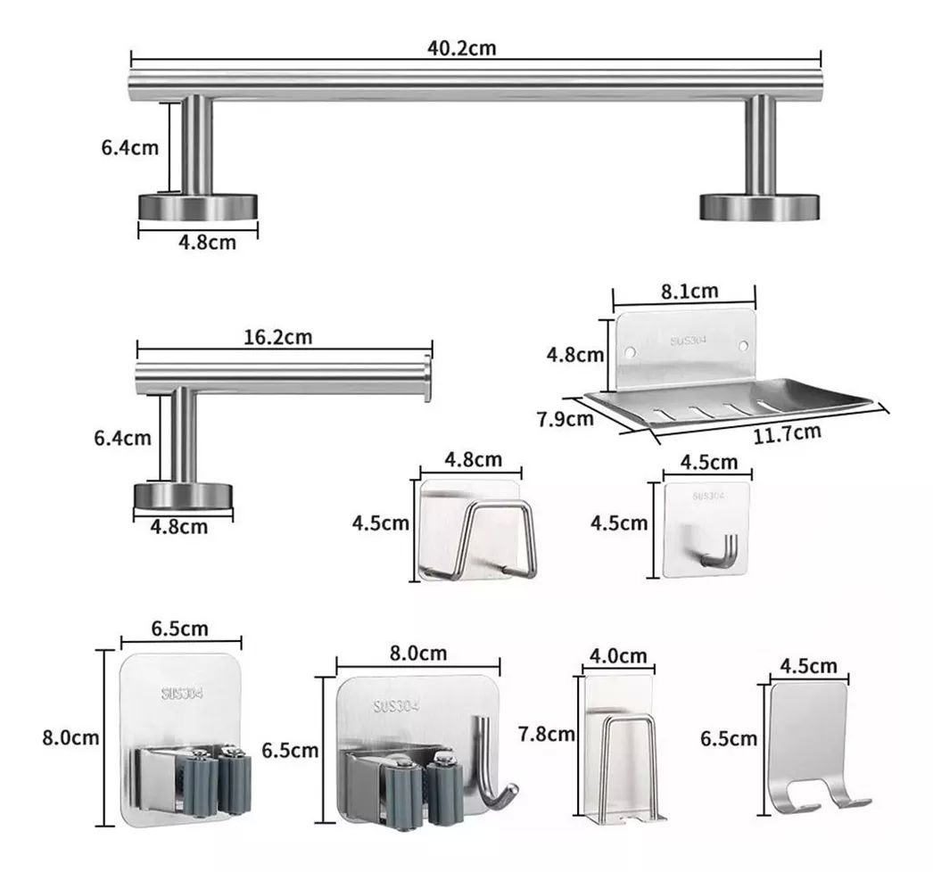 Herrajes Baño Porta Toallas 61 Cm Acero Inox Níquel Cepillad