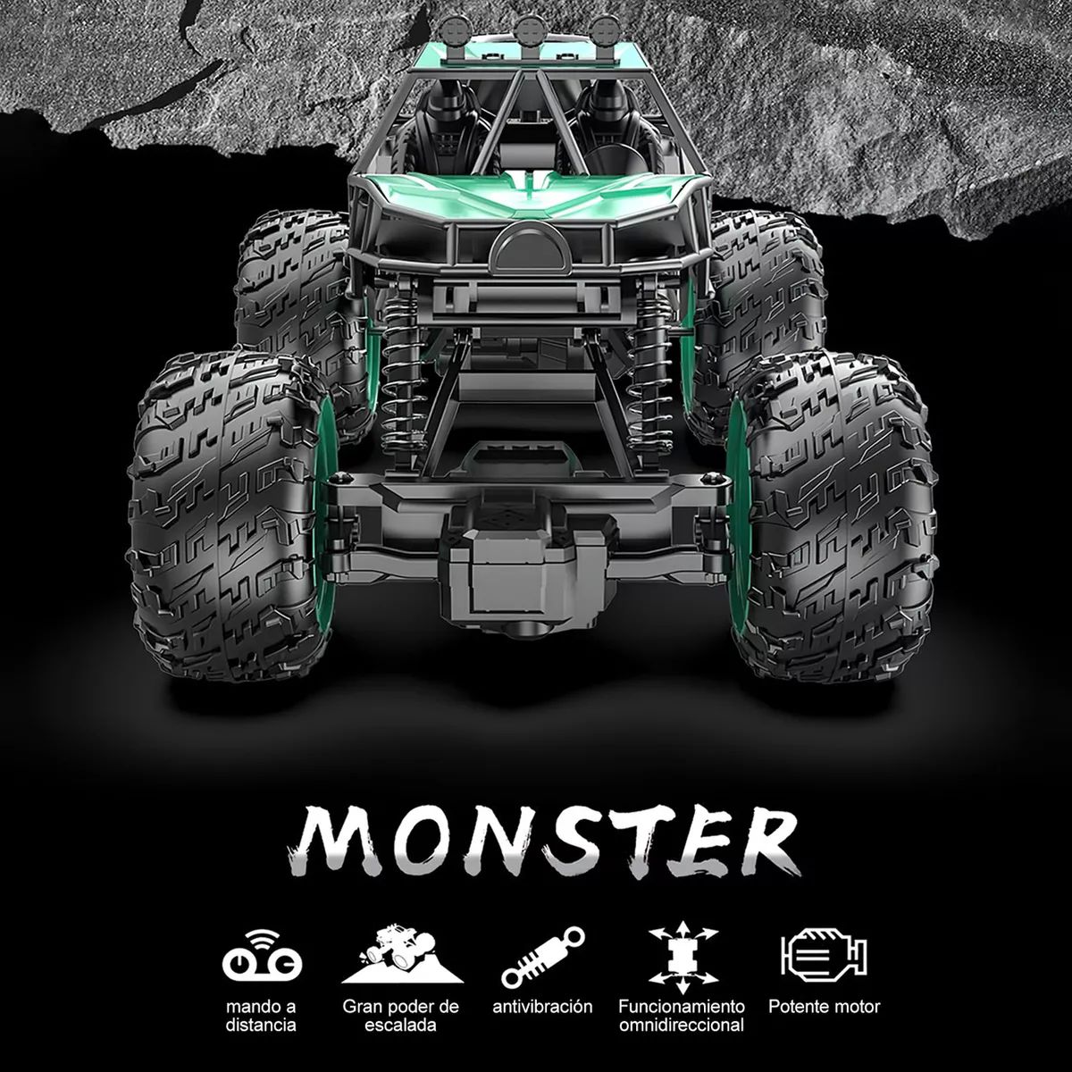 Carros Control Remoto Escalada Juguetes Para Niños + 2 Pilas color VERDE