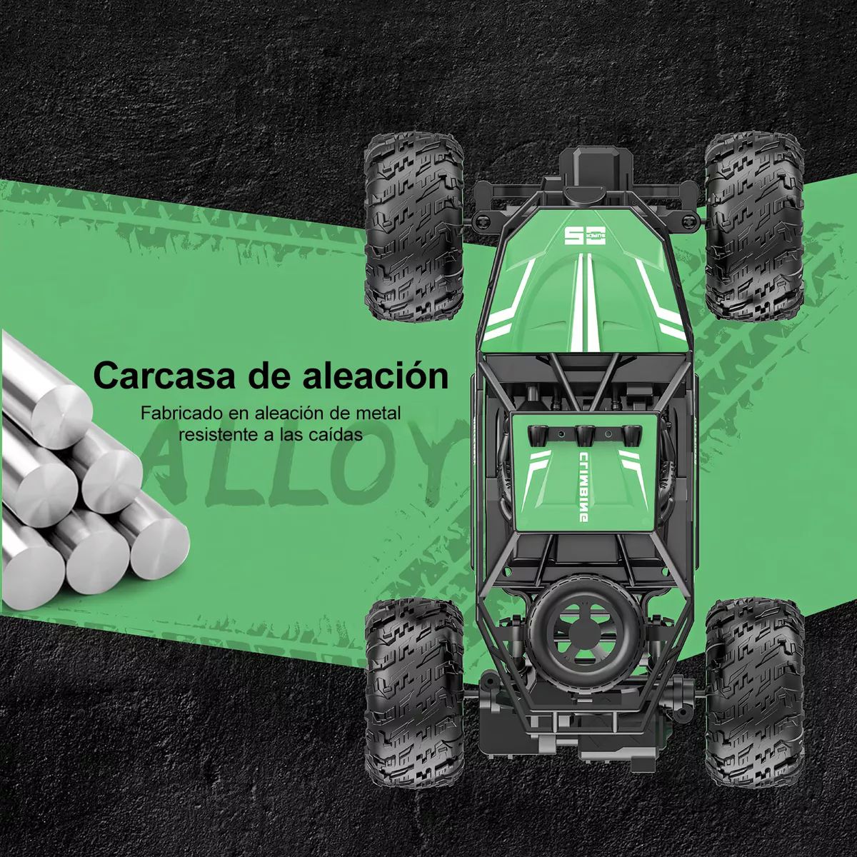 Carros Control Remoto Escalada Juguetes Para Niños + 2 Pilas color VERDE
