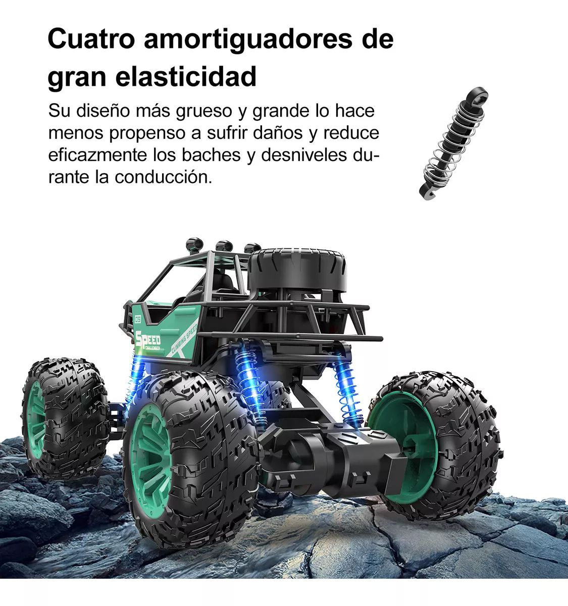 Carros Control Remoto Escalada Juguetes Para Niños + 2 Pilas color VERDE