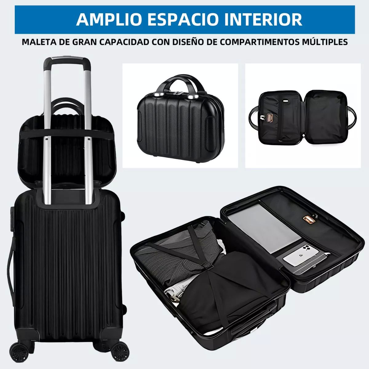 Set Maleta Equipaje Mano De Viaje 14in+20in 10kg C/ruedas 4.