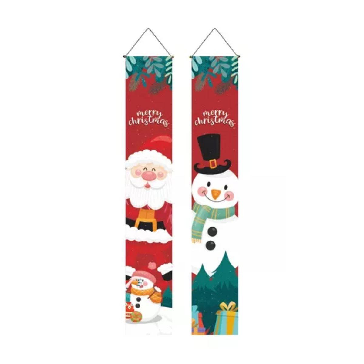 Banner De Navidad Koliphy - Decoración Interior Y Exterior, Tela De Poliéster 180x110 Cm, Con Cordón Y Anillos, Motivos Navideños