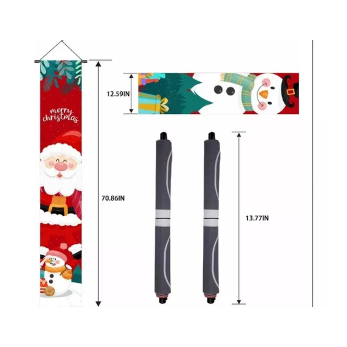 Banner De Navidad Decoración 180 cm x 30 cm, Rojo