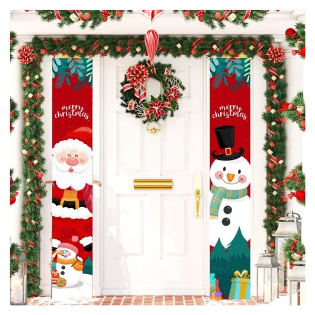 Banner De Navidad Decoración 180 cm x 30 cm, Rojo