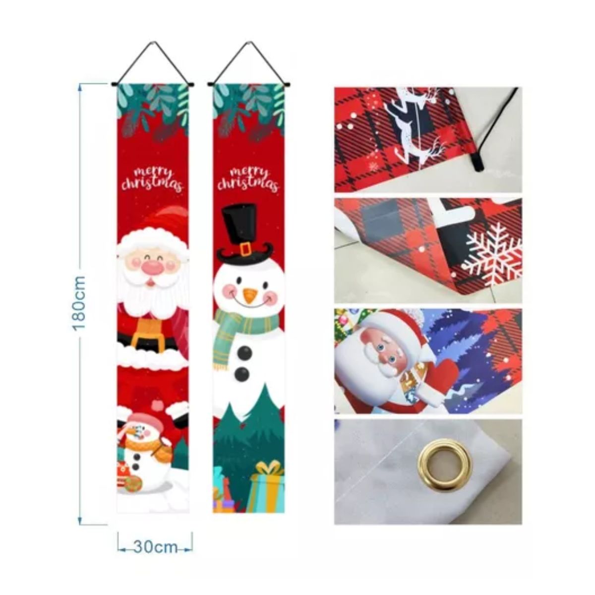 Banner De Navidad Decoración 180 cm x 30 cm, Rojo