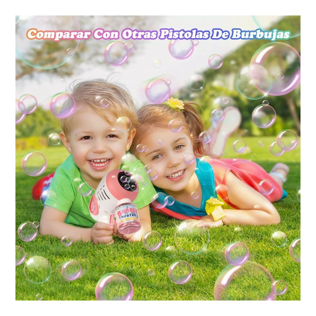 Maquina Burbujas Con Solución Burbujas Juguete Rosa/Blanco