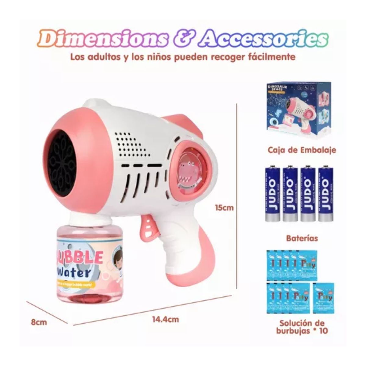 Maquina Burbujas Con Solución Burbujas Juguete Rosa/Blanco