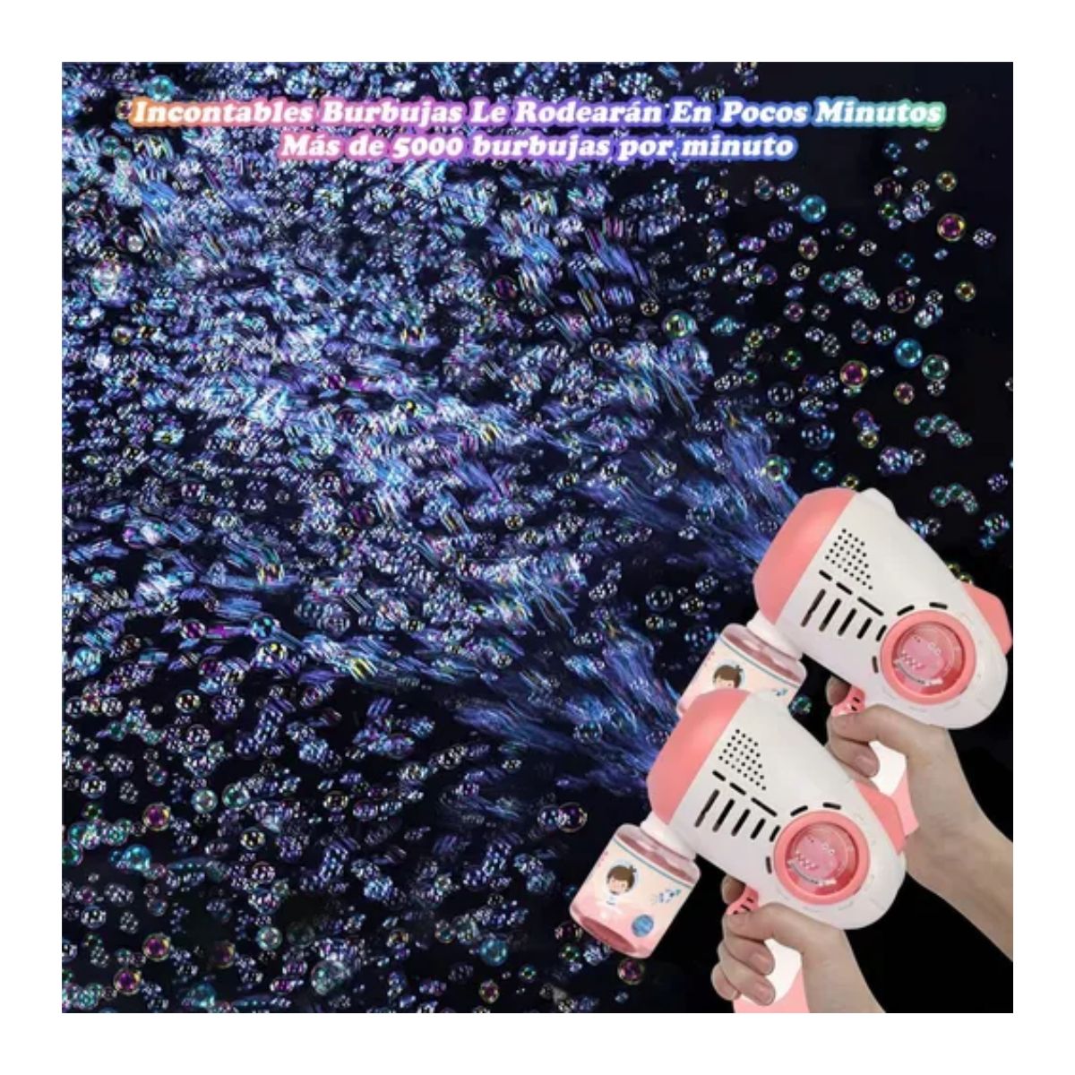 Maquina Burbujas Con Solución Burbujas Juguete Rosa/Blanco