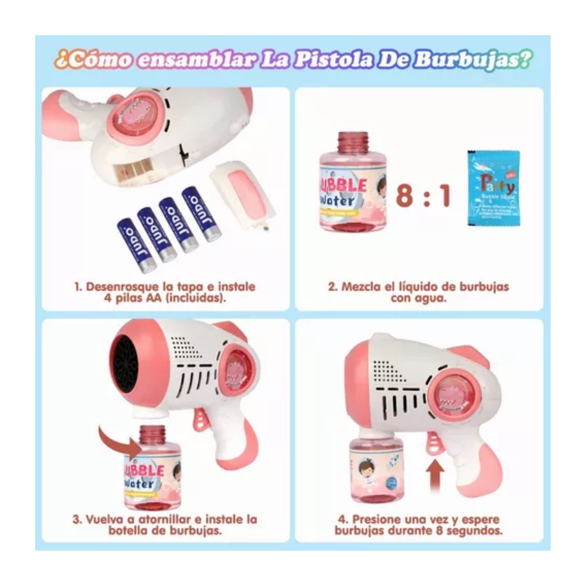 Maquina Burbujas Con Solución Burbujas Juguete Rosa/Blanco