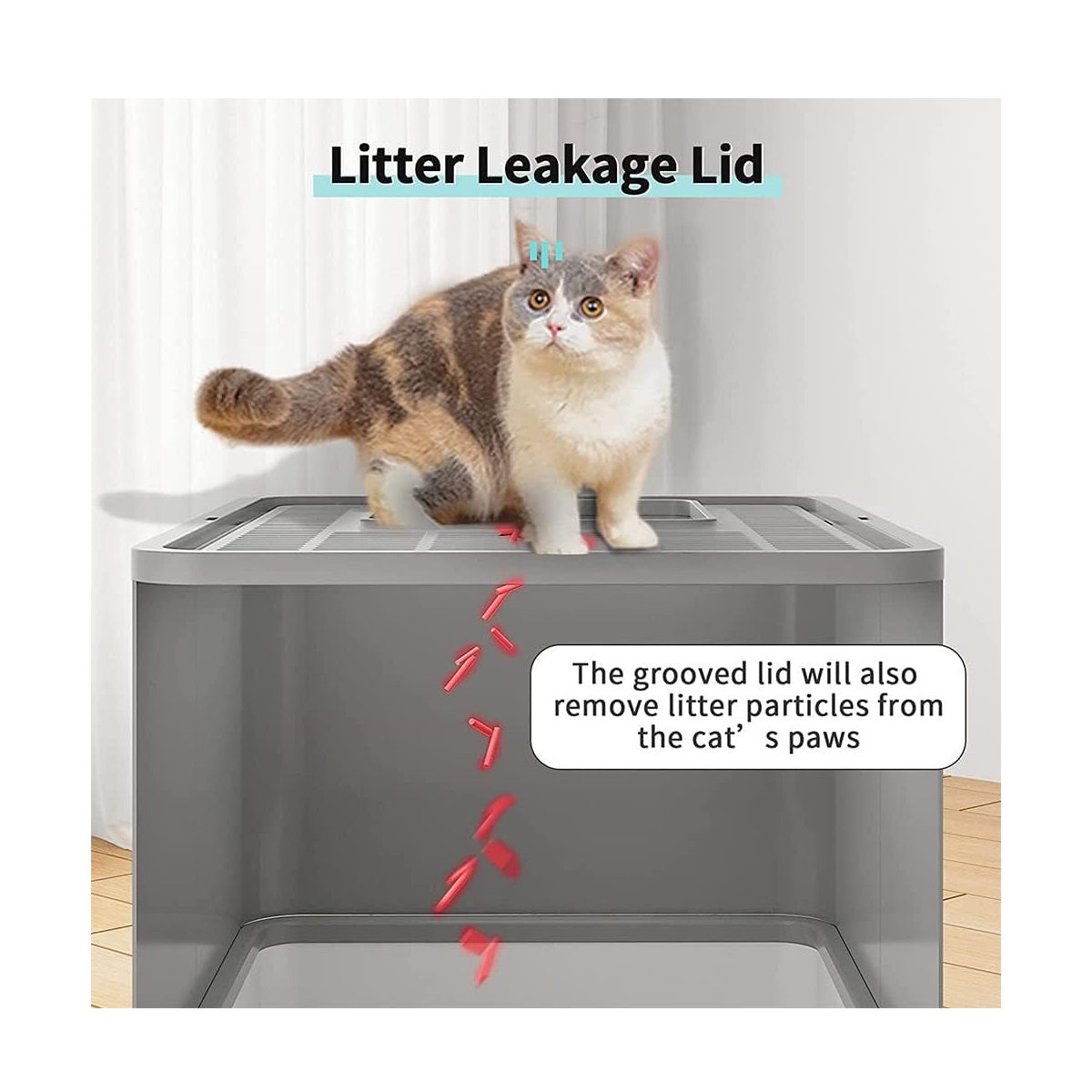 Caja De Arena Plegable Portátil Para Gatos Filtro Sanitario Gris