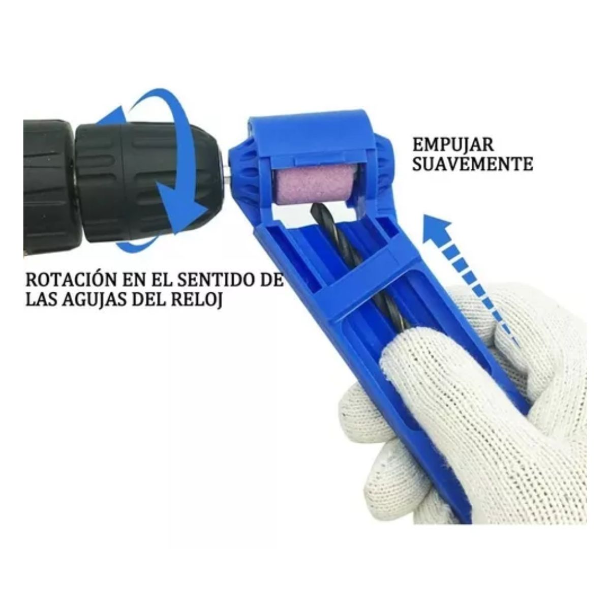 Afilador Broca Portatil Taladro Repara Saca Punta Filo Lija Azul