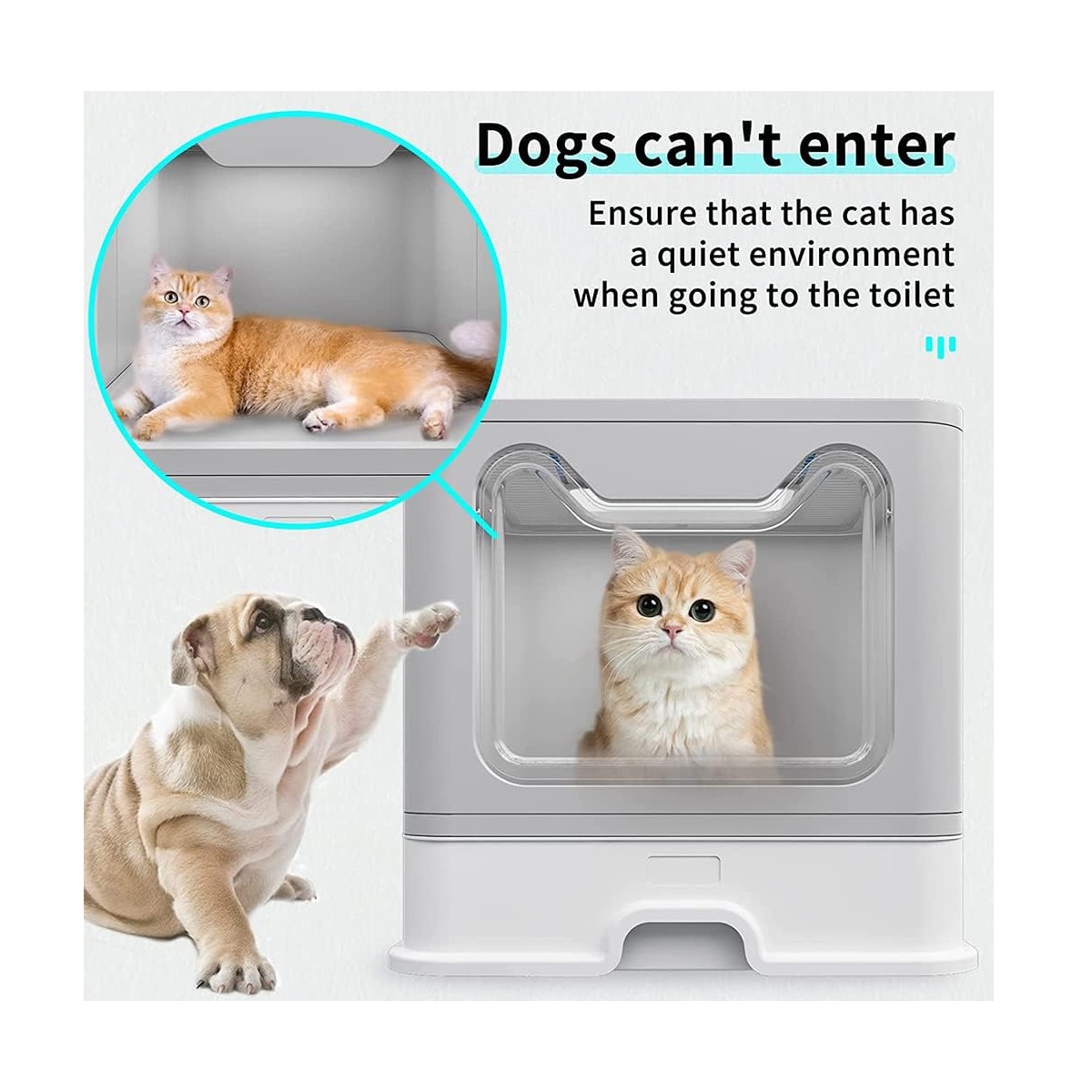 Caja De Arena Plegable Portátil Para Gatos Filtro Sanitario Gris