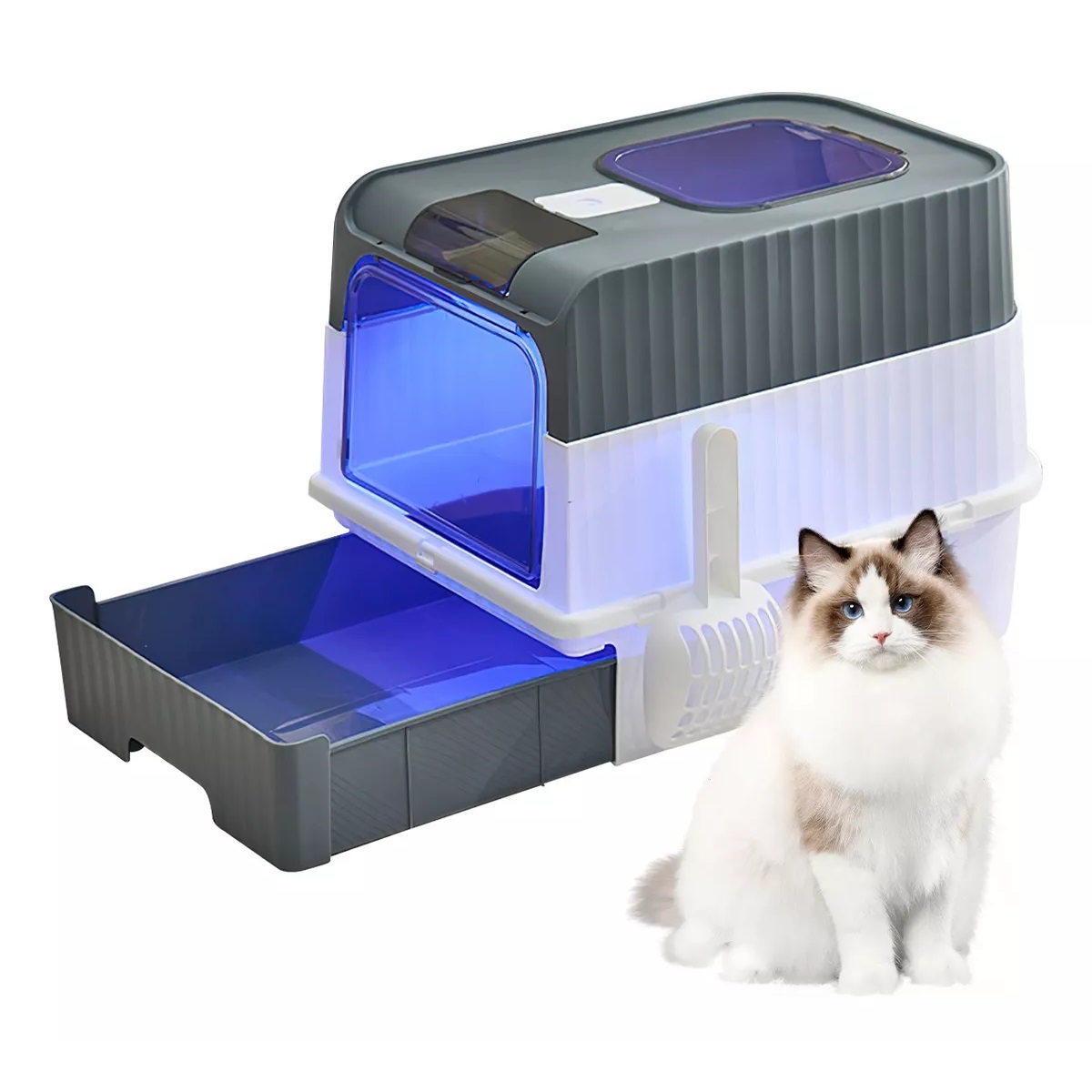 Arenero Plegable Grande Cerrado Para Gato Antiolores