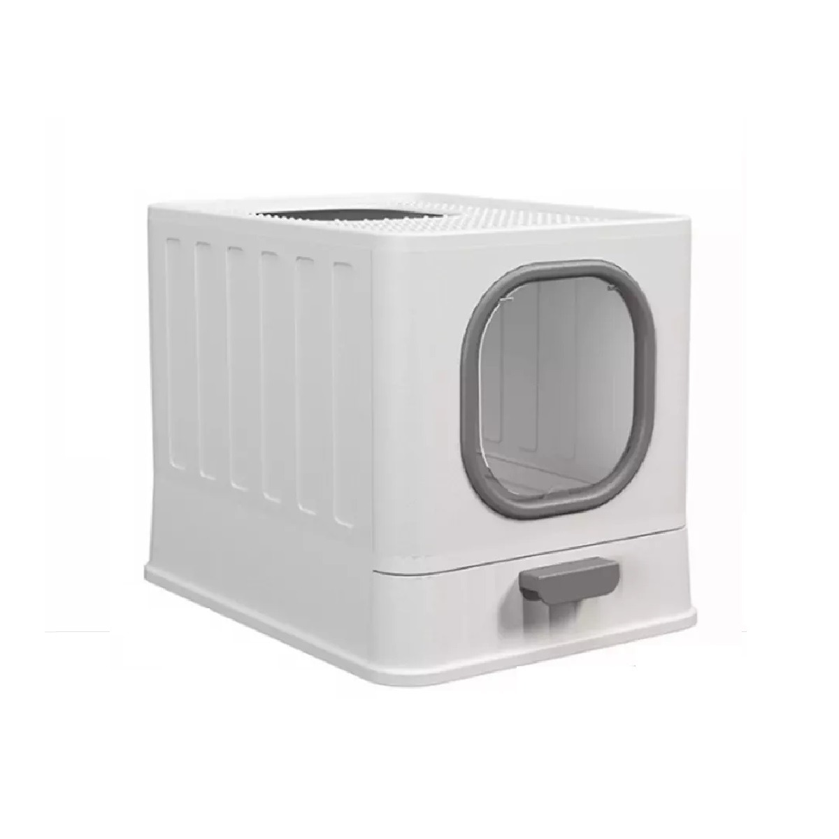 Caja De Arena Plegable Portátil Para Gatos Grande,con Embudo Blanco