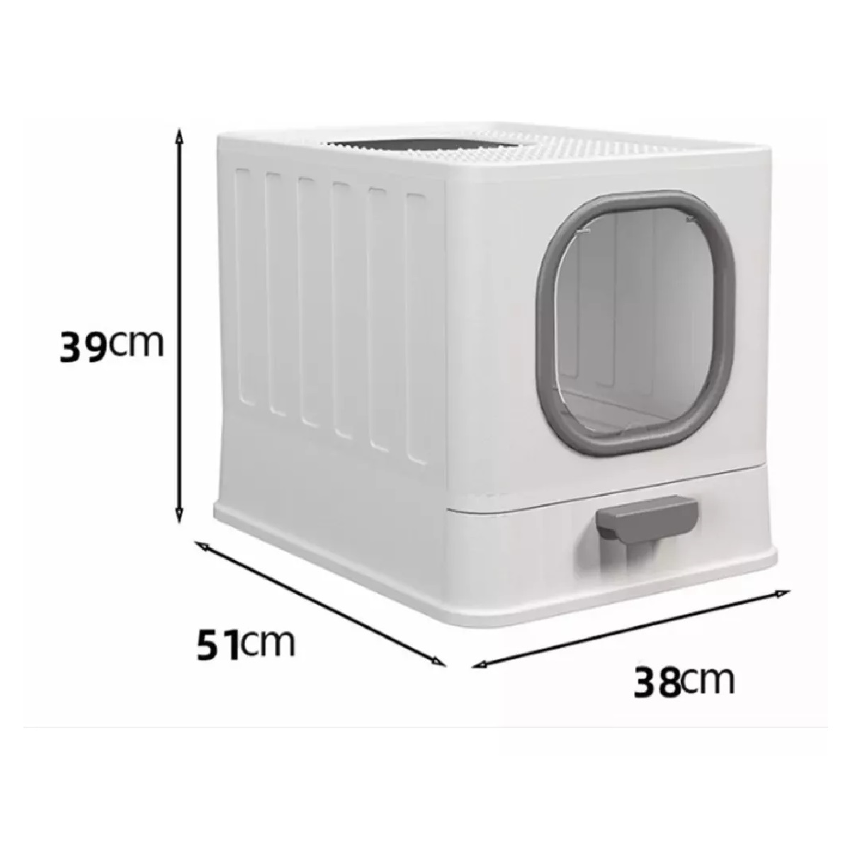 Caja De Arena Plegable Portátil Para Gatos Grande,con Embudo Blanco