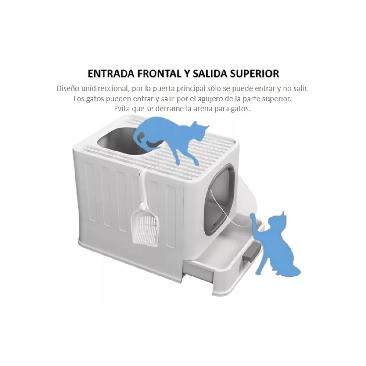 Caja De Arena Plegable Portátil Para Gatos Grande,con Embudo Blanco
