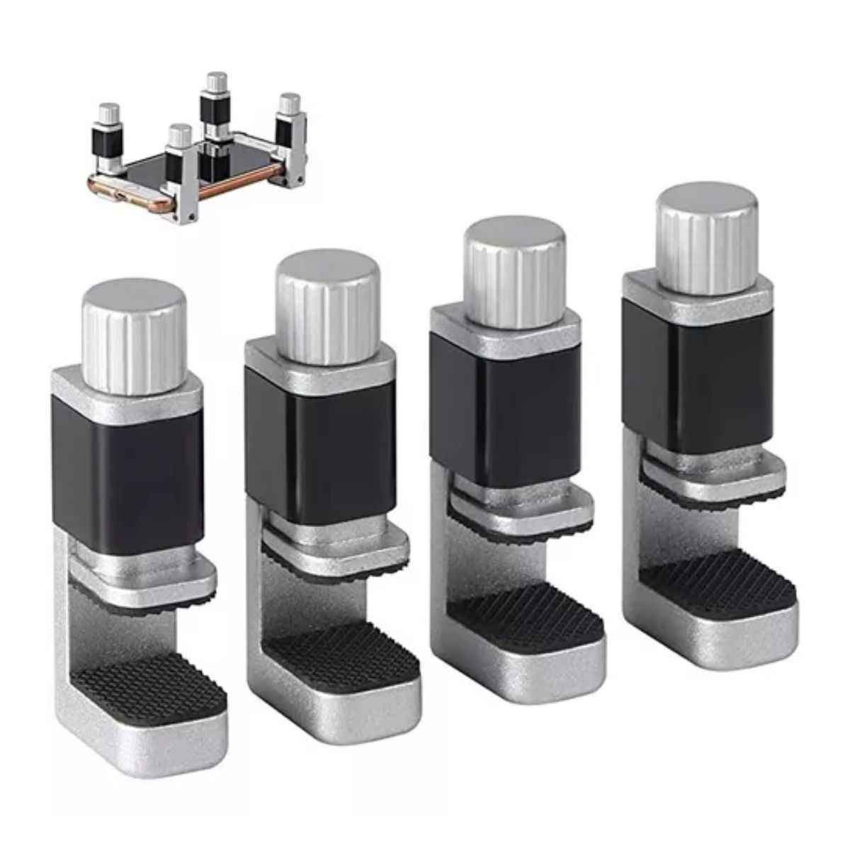 Pinzas Metal Pantalla Celular Clip Sujetadora Prensa Touch 4 Pzs Plata/Negro