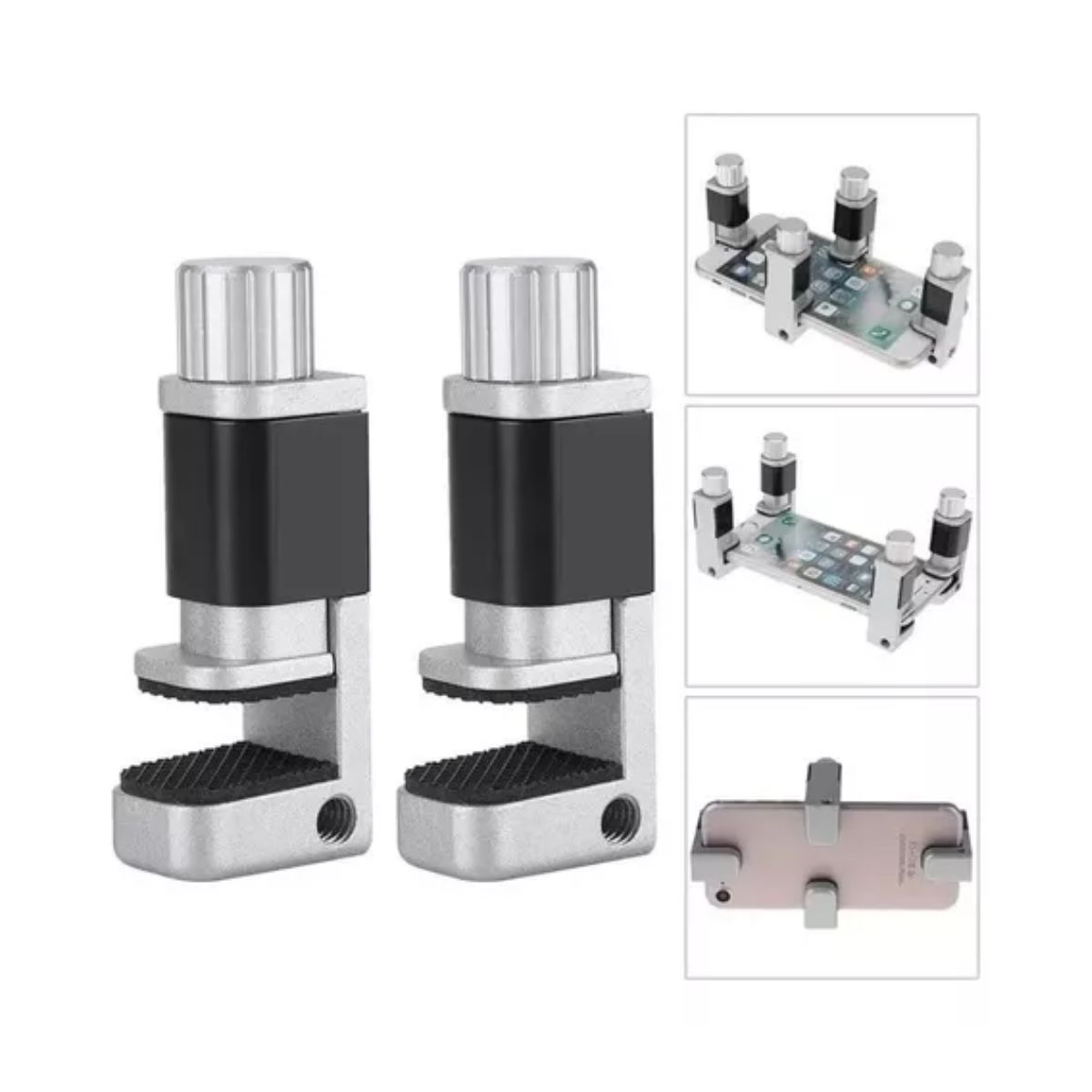 Pinzas Metal Pantalla Celular Clip Sujetadora Prensa Touch 4 Pzs Plata/Negro