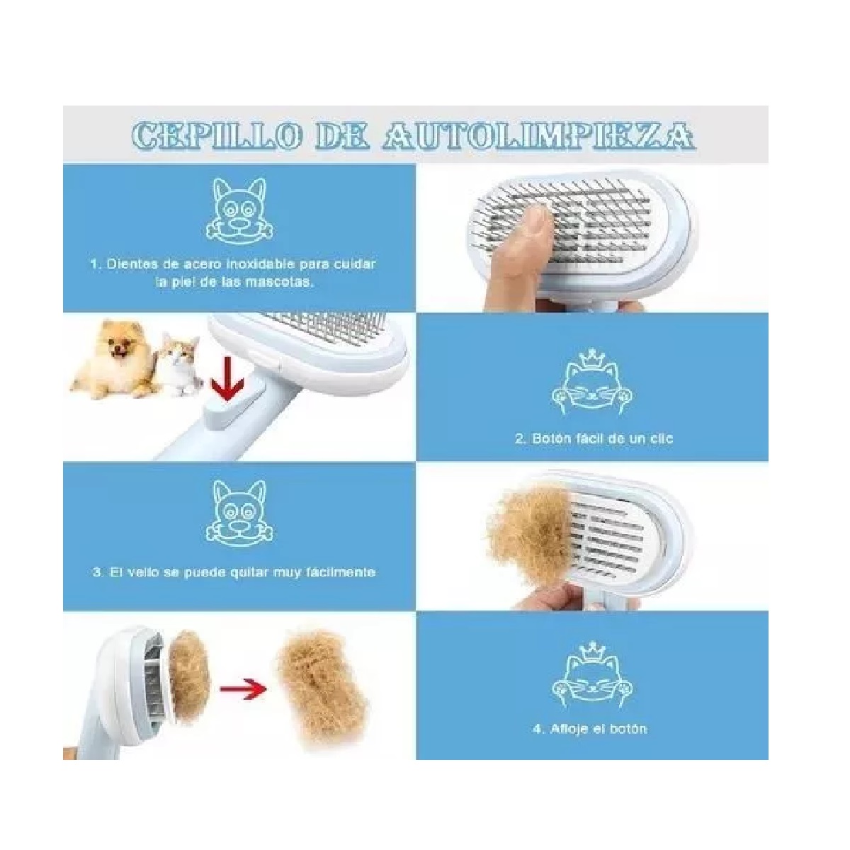 Cepillo Para Perros Y Gatos 5 En 1 Peine Para Mascota