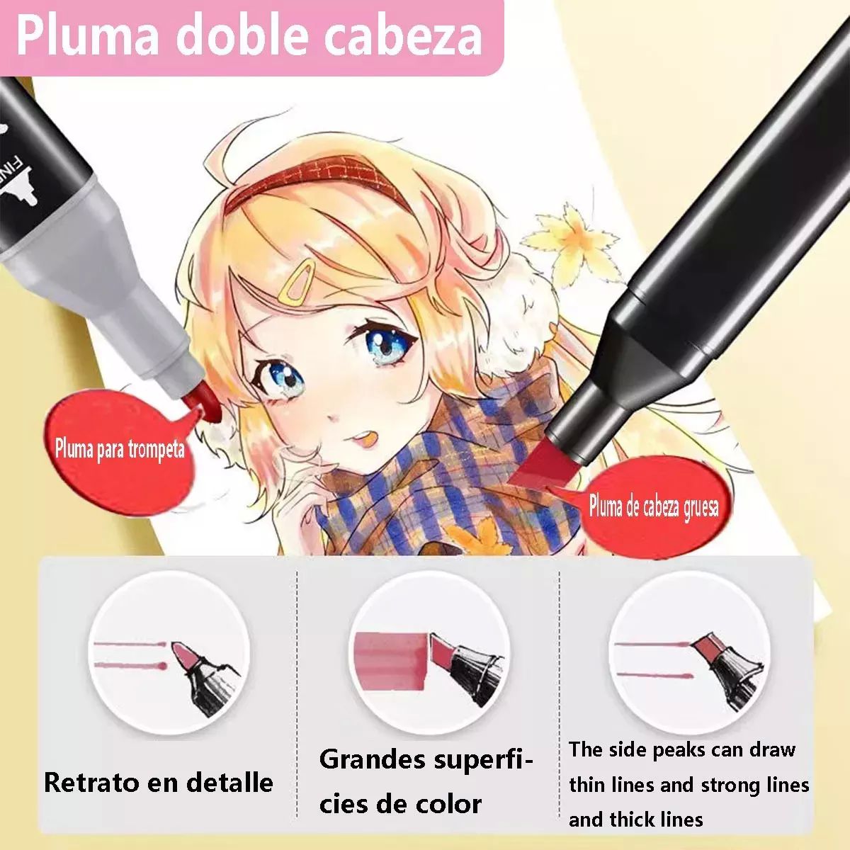 48 Color Doble Punta Marcador Plumones Para Pintar Diseño