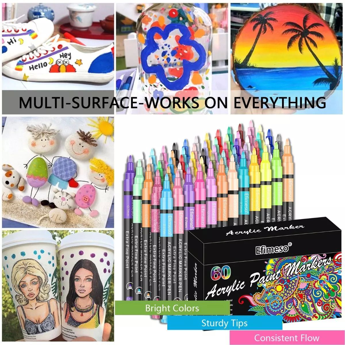 60 Plumones Punta Pincel Brush Pintura Acrilica Tipo Posca